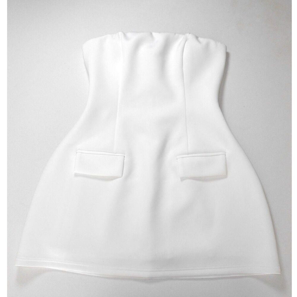 LEAU Women White Strapless Mini Dress Size Medium Cocktail Bridal Party